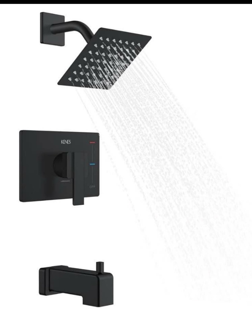 Matte Black Square Rain Shower Faucet Set